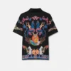 Coral Theatre Knit Silk Polo Shirt