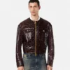 Croc-Effect Patent Leather Jacket