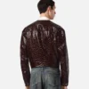 Croc-Effect Patent Leather Jacket
