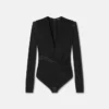 Deep V-Neck Crépe Bodysuit