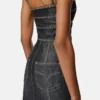 Embellished Denim Fitted Midi Dress