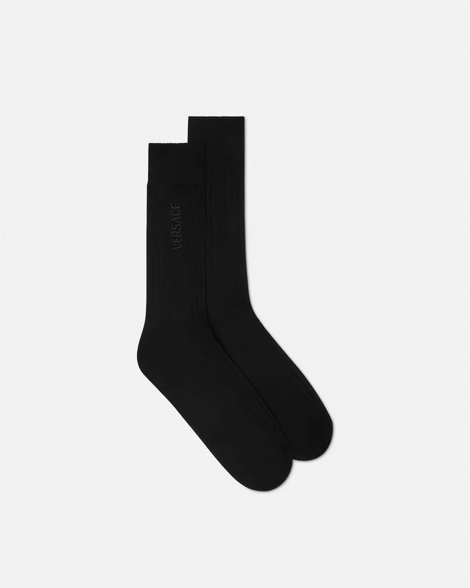 Embroidered Ribbed Cotton Socks Embroidered Ribbed Cotton Socks