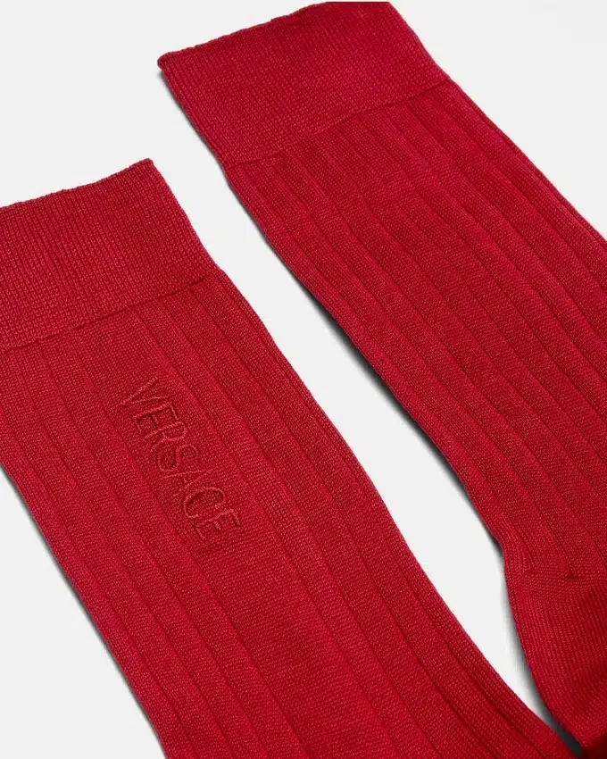 Embroidered Ribbed Cotton Socks Embroidered Ribbed Cotton Socks