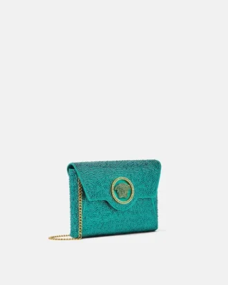 La Medusa Embellished Satin Clutch