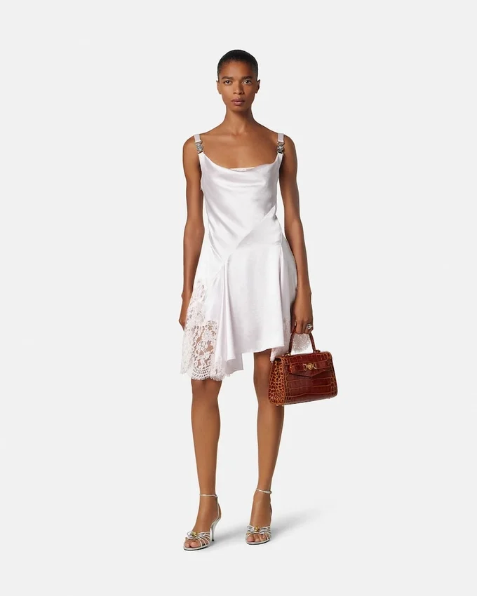 Lace-Trim Satin Mini Dress Lace-Trim Satin Mini Dress