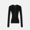Merino Wool Ribbed Knit Henley Top