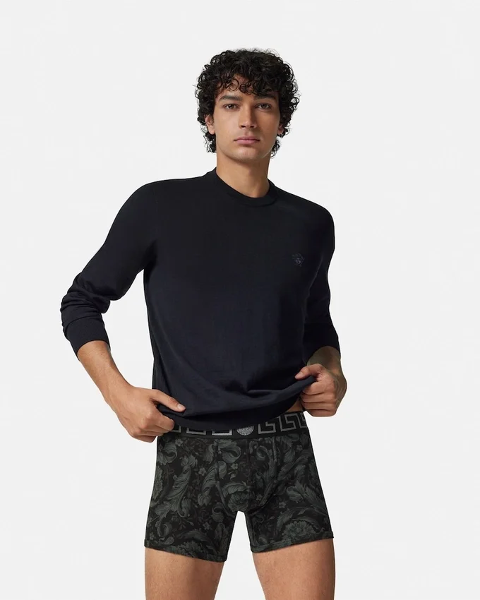 Printed Jacquard Cotton-Jersey Long Trunks Printed Jacquard Cotton-Jersey Long Trunks