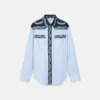 Printed Striped Cotton-Poplin Shirt