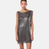 Safety Pin Metal Mesh Mini Dress