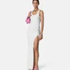 Safety Pin Ribbed Knit Draped Gown