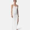 Safety Pin Ribbed Knit Draped Gown