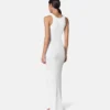 Safety Pin Ribbed Knit Draped Gown