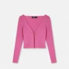 Safety Pin Ribbed Knit Fitted Cardigan