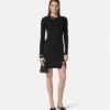 Safety Pin Ribbed-Knit Mini Dress