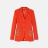 Studded Wool Fitted Single-Breasted Blazer