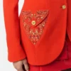 Studded Wool Fitted Single-Breasted Blazer