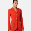 Studded Wool Fitted Single-Breasted Blazer
