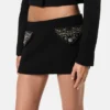 Studded Wool Mini Skirt