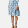 Underwater Barocco Crépe Flowy Midi Skirt