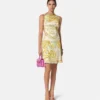 Underwater Barocco Draped Flared Mini Dress