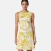 Underwater Barocco Draped Flared Mini Dress