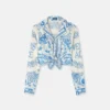 Underwater Barocco Knotted Crop Cotton Shirt