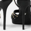 V Embellished Leather Sandals 120 mm