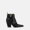 V Leather Ankle Boots 85 mm