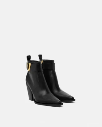 V Leather Ankle Boots 85 mm