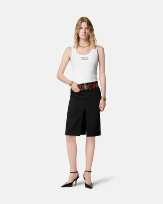 Wool Pencil Midi Skirt