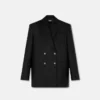 Wool Pinstripe Double-Breasted Blazer